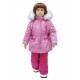 Комплект зимний для девочек, Куртка + Полукомбинезон, Малина, Принтованная ткань Дьюспа