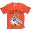 Однотонная футболка для мальчика с короткими рукавами, с принтом MY CAR. Ткань кулирка