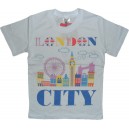 Однотонная футболка для мальчика с короткими рукавами, с принтом LONDON CITY. Ткань кулирка