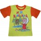 Яркая футболка для мальчика из кулирки с короткими втачными рукавами печатью "Мишка клюет!!! " на полочке