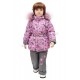 Комплект зимний для девочек, Куртка + Полукомбинезон, "Сердца" Принтованная ткань Дьюспа