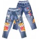 Укороченные детские джинсовые леггинсы (капри) с ярким рисунком "Tiger"