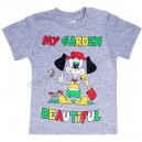 Детская однотонная серая футболка для мальчиков с принтом "GARDEN"