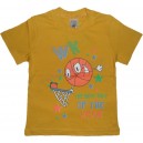 Однотонная футболка для мальчика с короткими рукавами, с принтом Баскетбол. Ткань кулирка