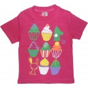 Однотонная футболка для девочки с короткими рукавами, с принтом Пирожные. Ткань кулирка