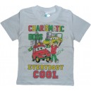 Однотонная футболка для мальчика с короткими рукавами, с принтом Мальчик с машинкой. Ткань кулирка