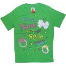 Однотонная футболка для девочки с короткими рукавами, с принтом New Style. Ткань кулирка