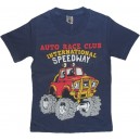 Однотонная футболка для мальчика с короткими рукавами, с принтом Auto Race Club. Ткань кулирка