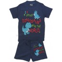 Летний комплект для мальчиков, футболка + шорты, с принтом Динозавры. Ткань кулирка