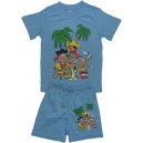 Летний комплект для мальчиков, футболка + шорты, с принтом Пираты. Ткань кулирка