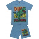 Летний комплект для мальчиков, футболка + шорты, с принтом Динозавр. Ткань кулирка