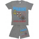 Летний комплект для мальчиков, футболка + шорты, с принтом Marine. Ткань кулирка