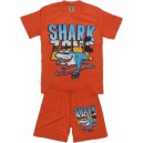 Летний комплект для мальчиков, футболка + шорты, с принтом Shark Zone. Ткань кулирка