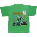 Однотонная футболка для мальчиков с короткими рукавами, с принтом Машинка Racing. Ткань кулирка