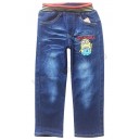 Детские джинсовые брюки с тянущимся поясом для мальчиков с вышитым принтом Миньоны. Ткань джинса.