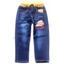 Детские джинсовые брюки с эластичным поясом для мальчиков с вышитым принтом Машинки. Ткань джинса.