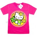 Детская однотонная розовая футболка для девочек с принтом "Китти". Ткань кулирка.