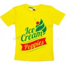 Детская однотонная футболка для девочек с принтом "Ice Cream". Ткань кулирка.