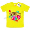 Детская однотонная футболка для девочек с принтом "Princess". Ткань кулирка.