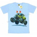 Детская однотонная футболка для мальчиков с принтом "Большая машина". Ткань кулирка.