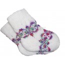 Толстые детские носки из ангорки белые с разноцветным узором  
