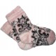 Шерстянные, толстые носки детские, розово-белые с черным узором мышка  